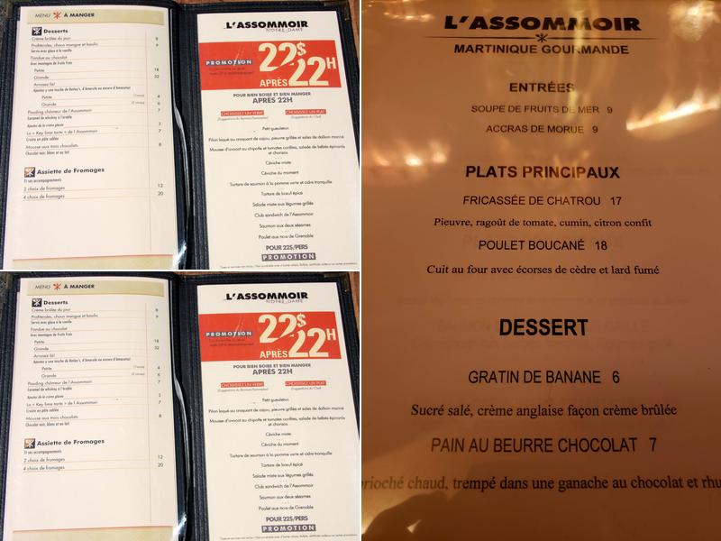 L'Assommoir Notre-Dame Menu