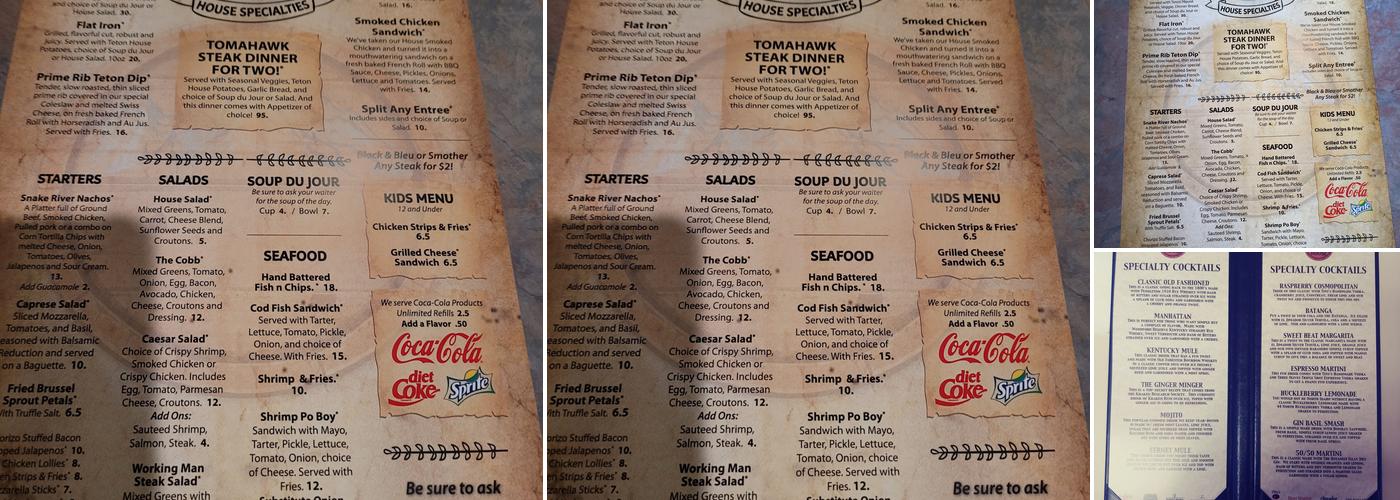 Post Falls steakhouse Menu