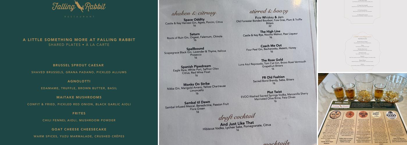 Falling Rabbit Restaurant Menu
