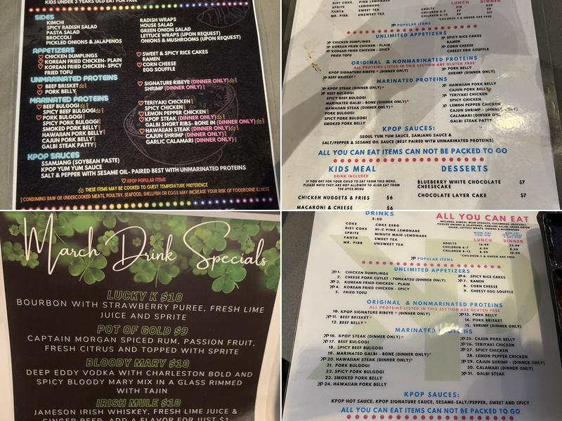 KPOP BBQ AND BAR Menu