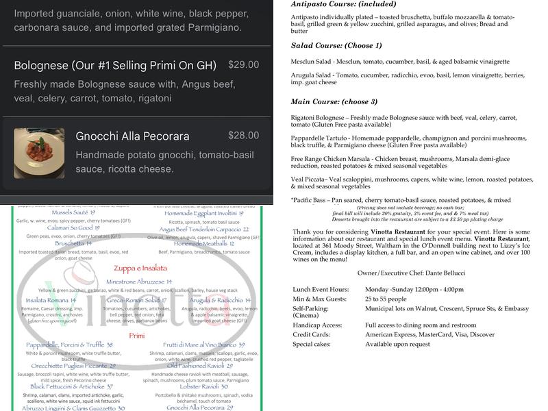 Vinotta Menu