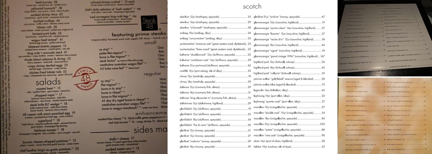 Steak 48 Menu