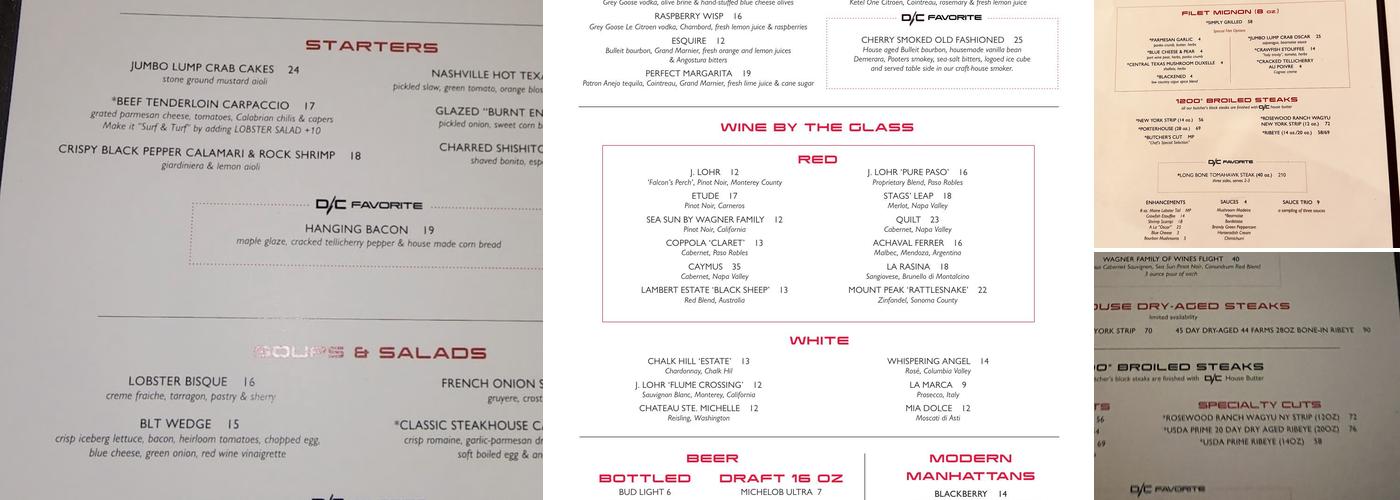 Double Cut Steak House Menu