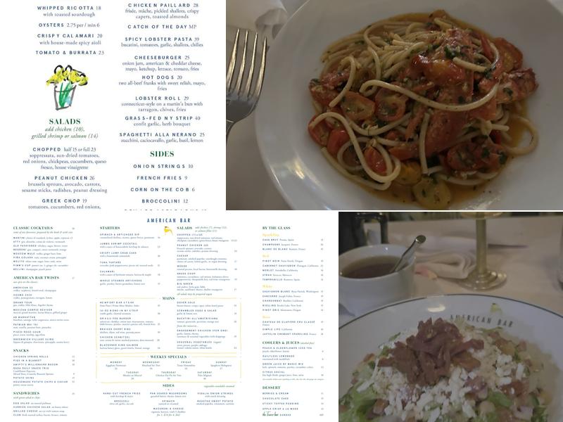 American Bar - New York Menu