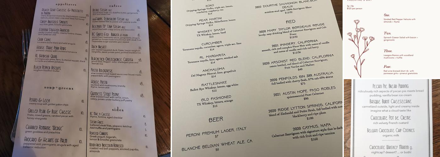 Black Cur Menu