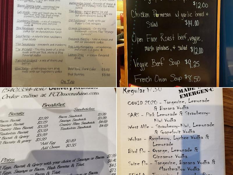 Franklin County Distilleries Menu