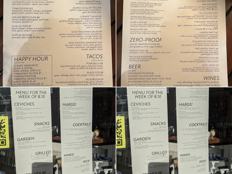 Lorikeet Bar Menu