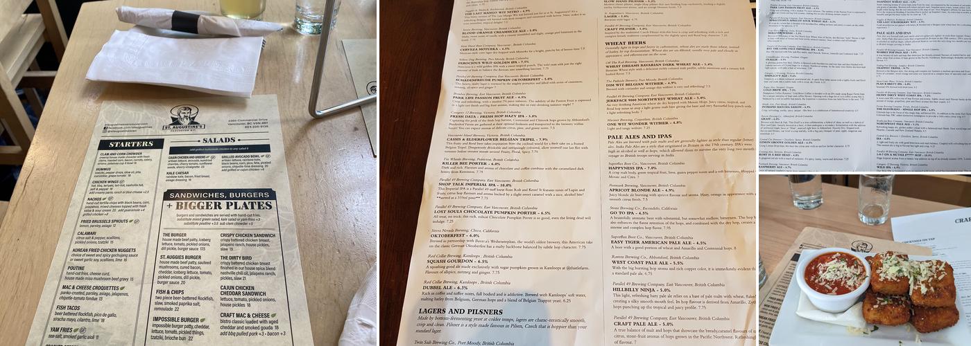 St. Augustine's Menu