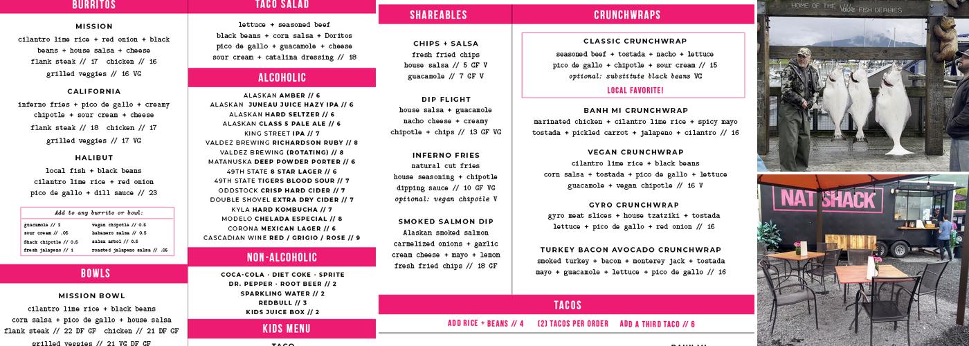 Nat Shack Menu