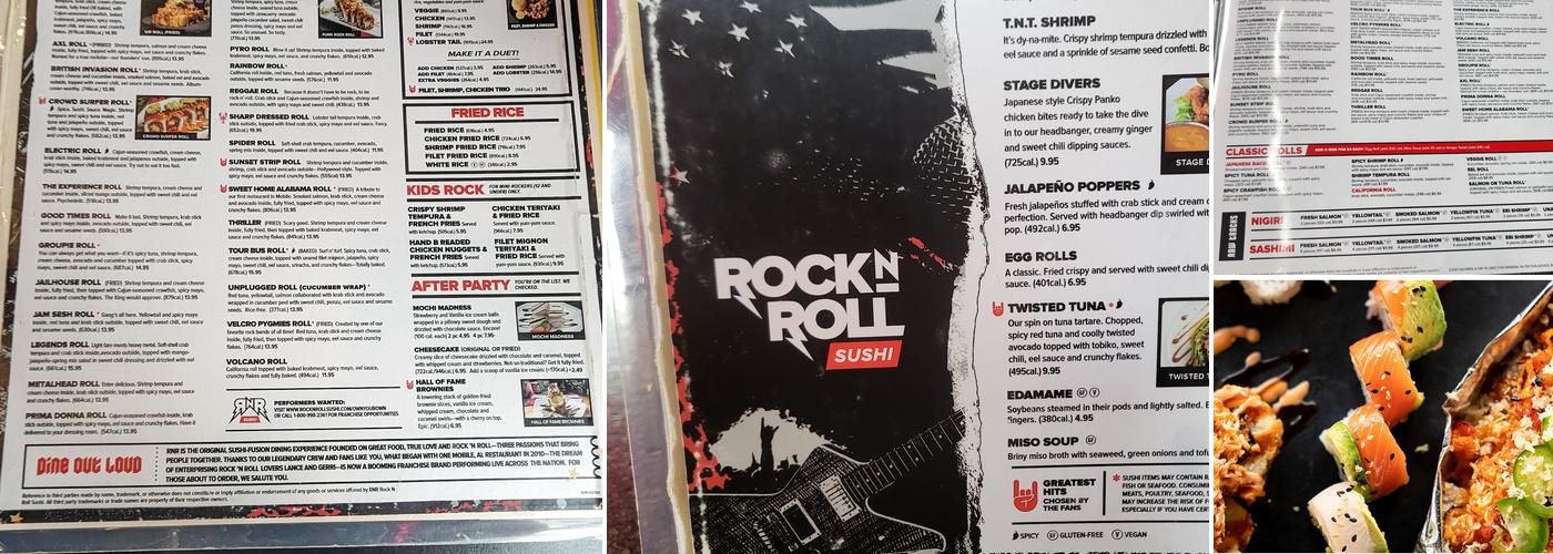 Rock N Roll Sushi Menu