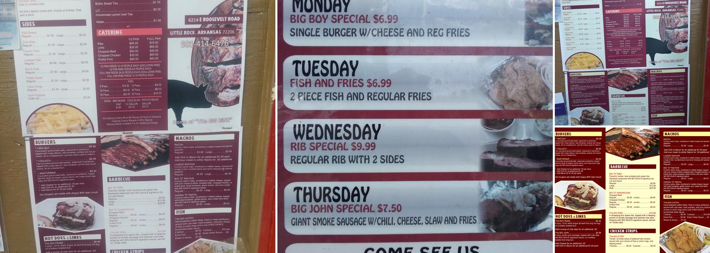 Pull Up At Big Dave's Menu