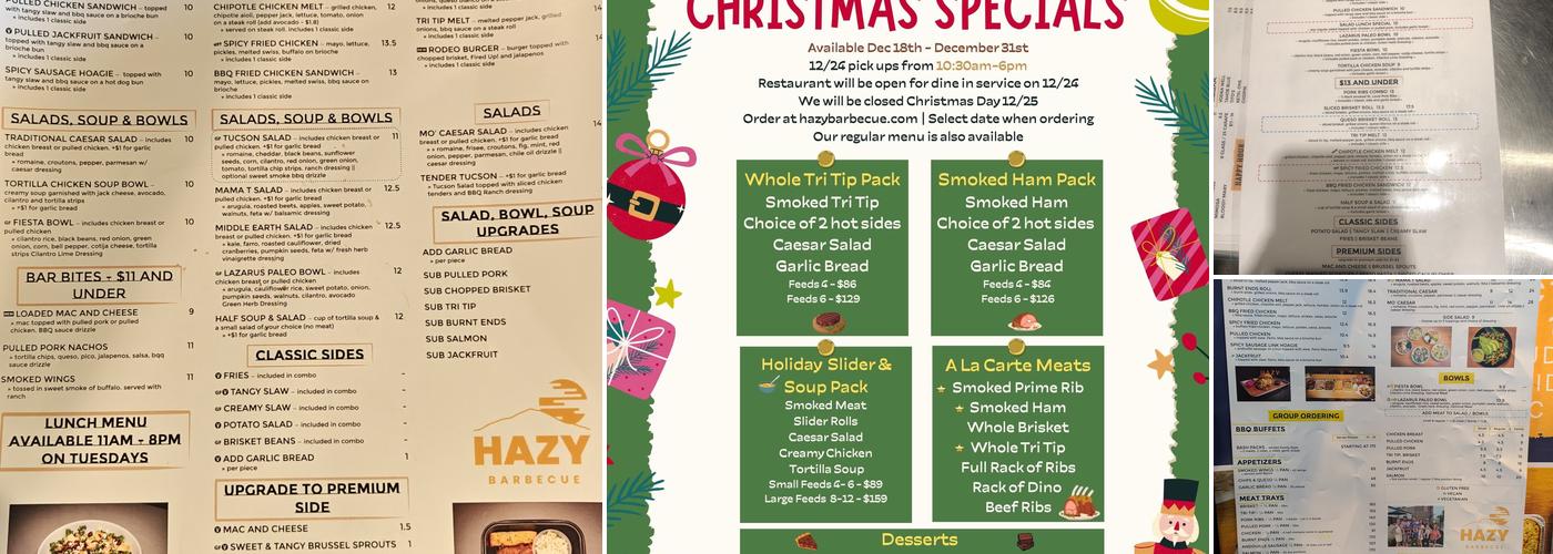 Hazy Barbecue Menu