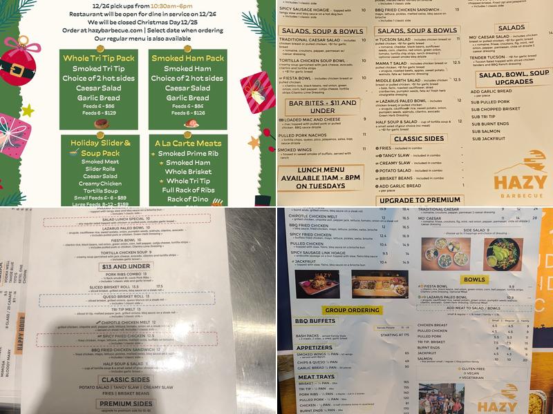 Hazy Barbecue Menu