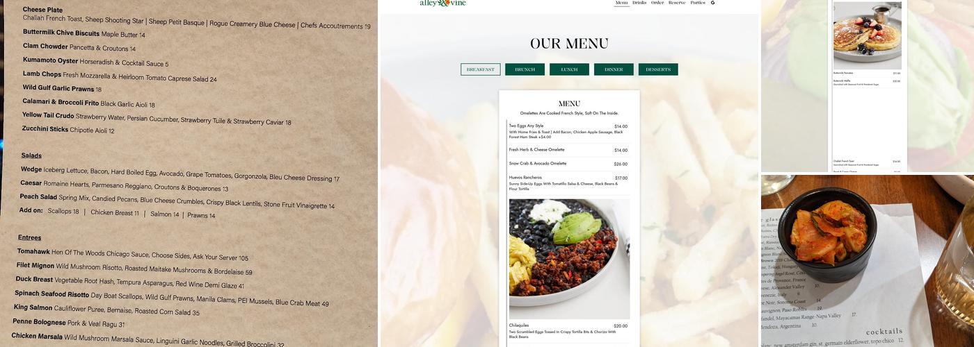 alley & vine Menu