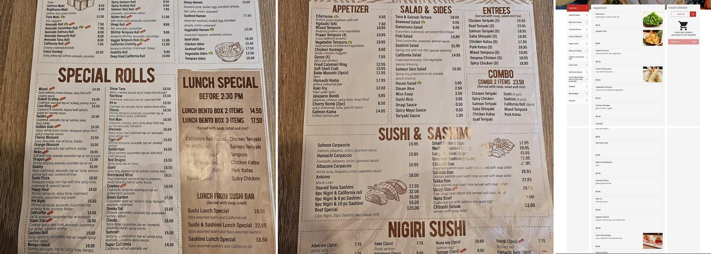 Neko Sushi Menu