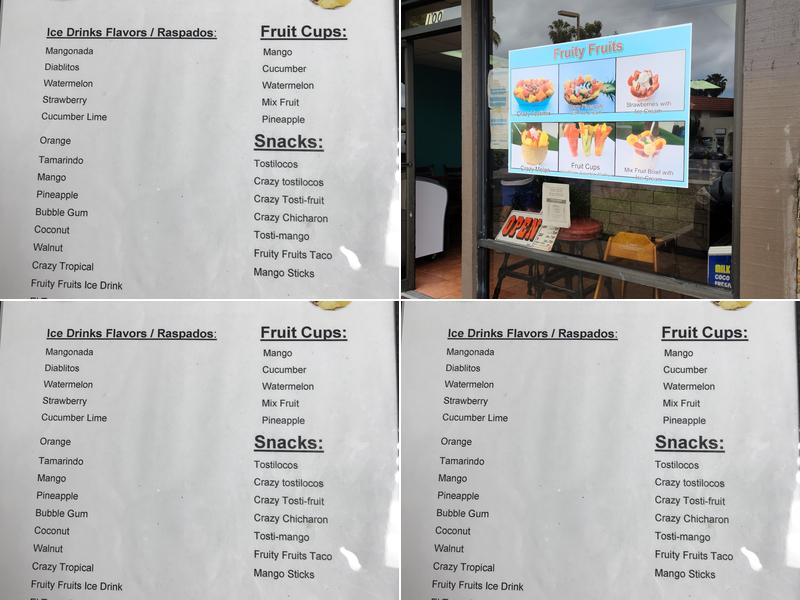 Fruity Fruits Menu