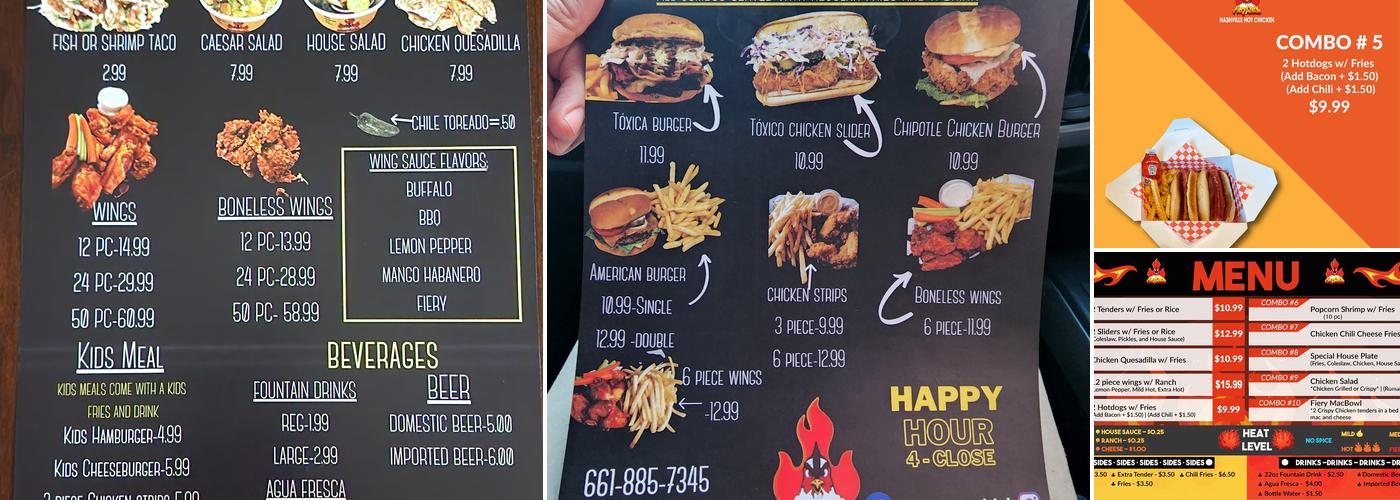 Fiery Chick Menu