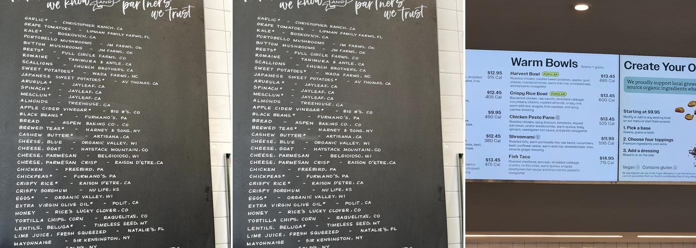 sweetgreen Menu