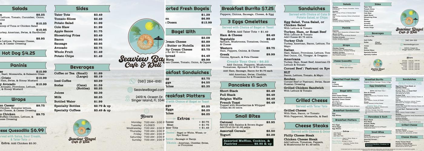 Seaview Bagel Cafe & Deli Menu