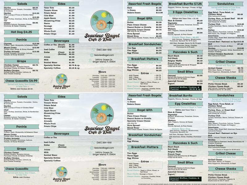 Seaview Bagel Cafe & Deli Menu