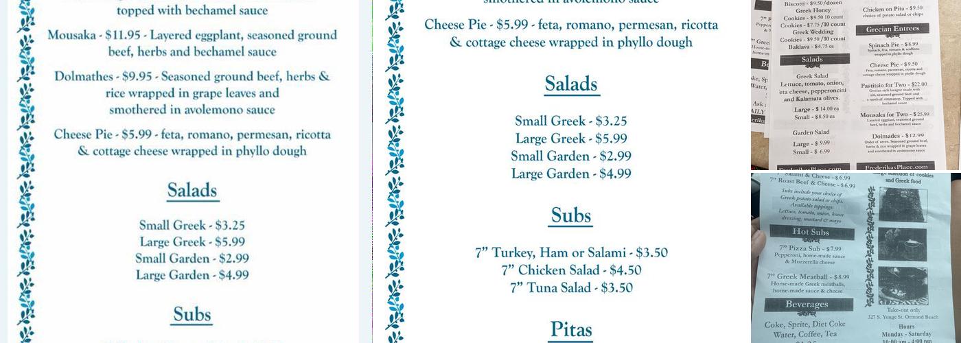 Nana’s Bakery Menu