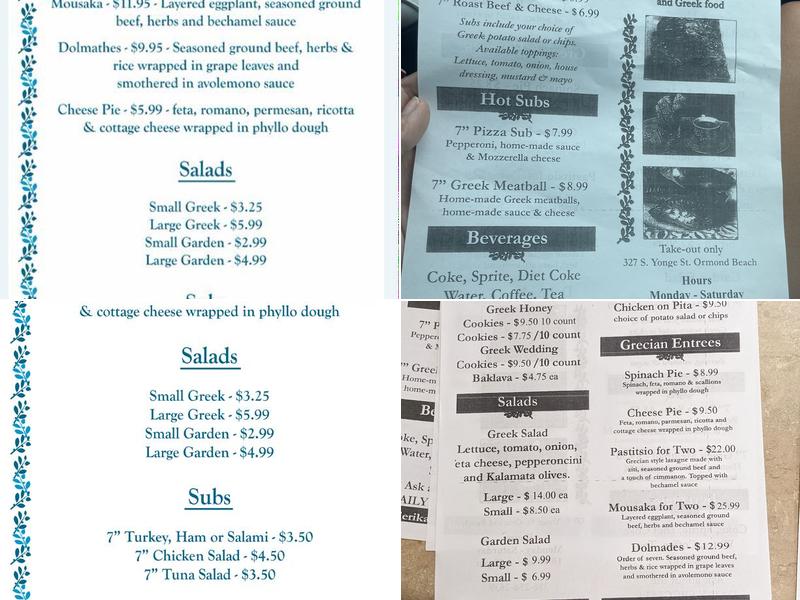 Nana’s Bakery Menu