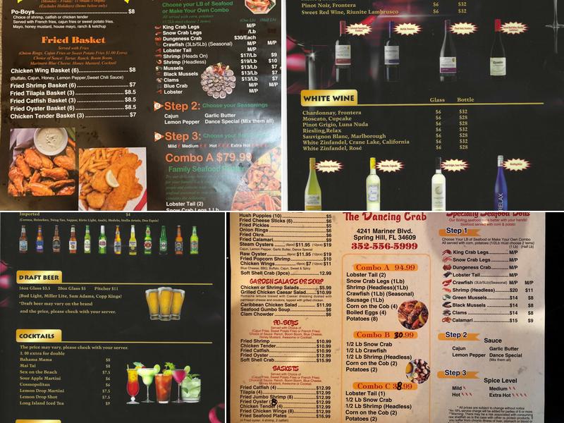 THE DANCING CRAB Menu