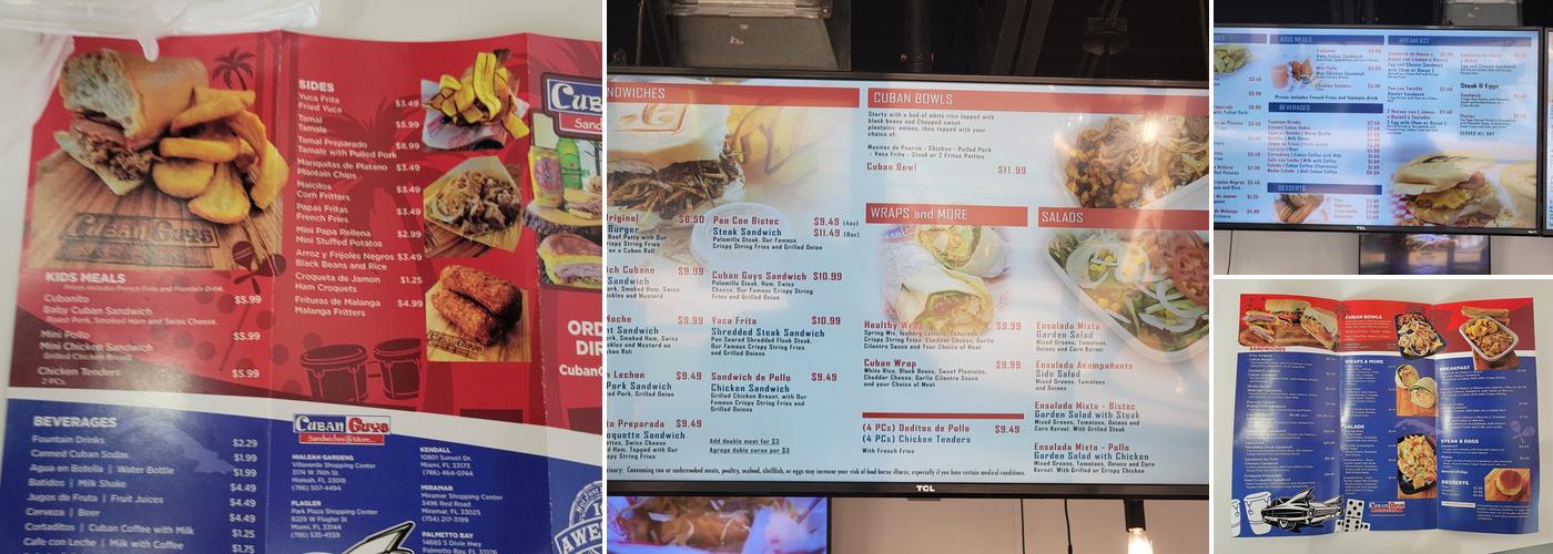 Cuban Guys Restaurants - Flagler Menu