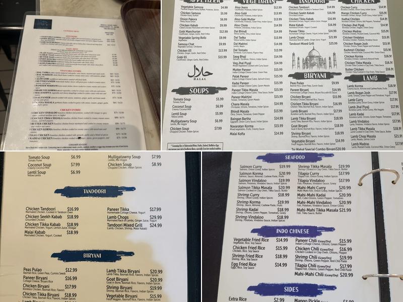 Taj Mahal Indian Cuisine(North Miami) Menu