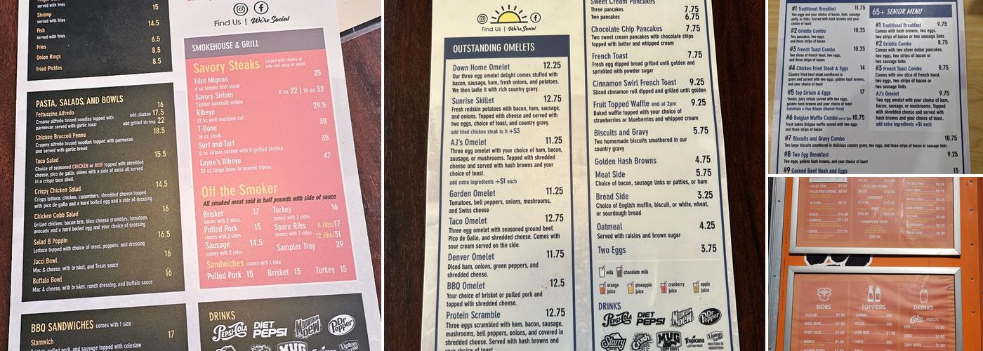 Savory Layne Steakhouse Menu