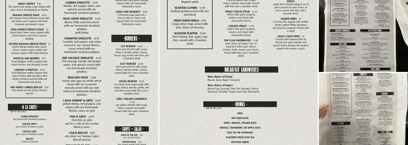 Lux Cafe | Best Southern Cuisine Menu