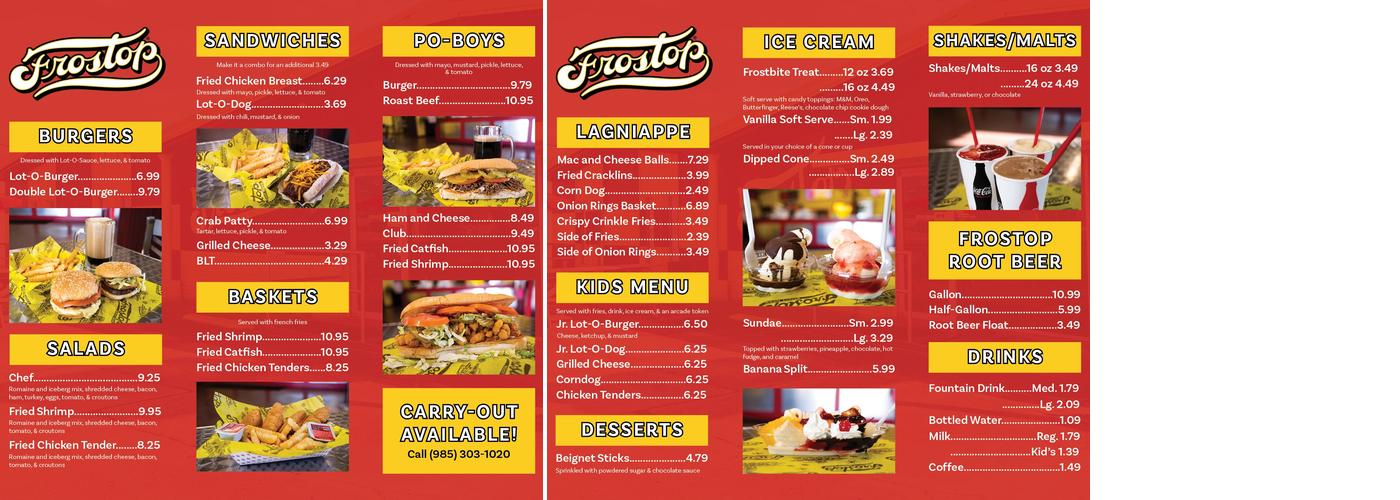 Frostop Menu