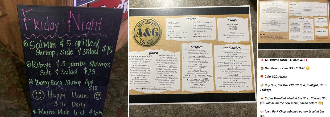 A&G Restaurant and Lounge Menu