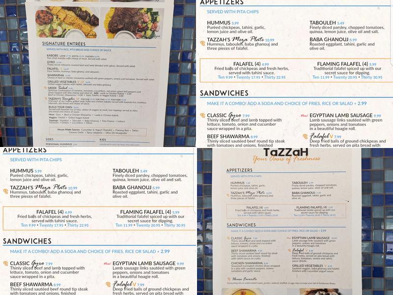 Tazzah Menu