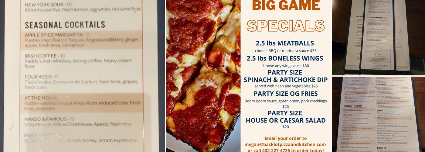 Backlot Pizza + Kitchen Menu