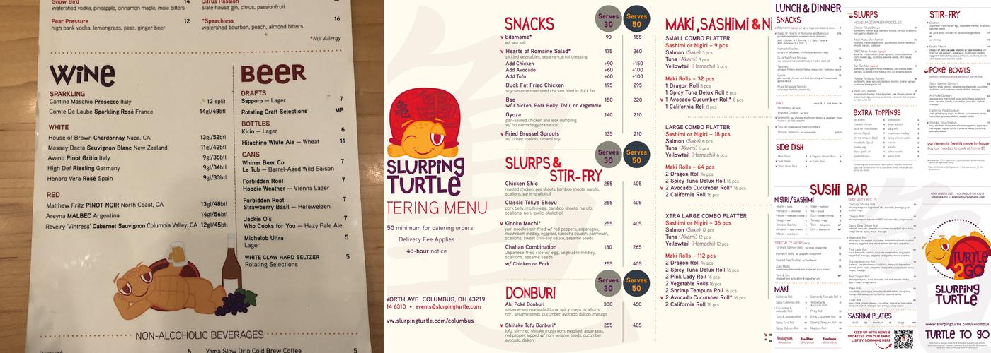 Slurping Turtle Menu