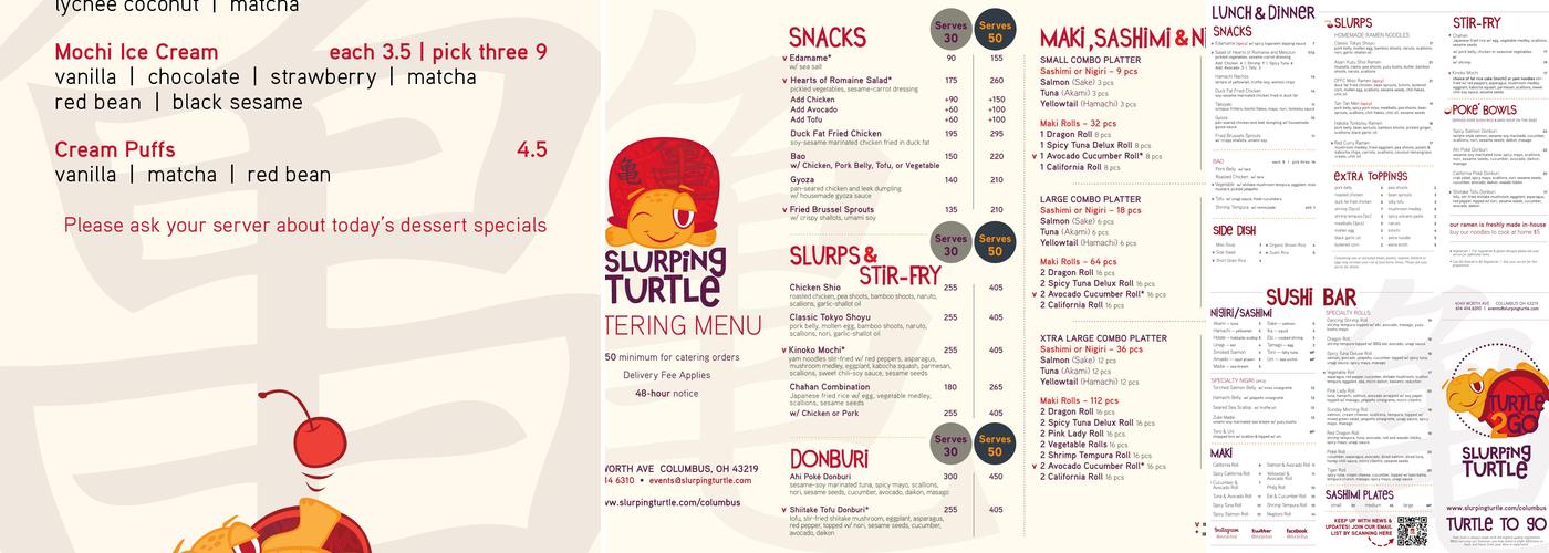 Slurping Turtle Menu