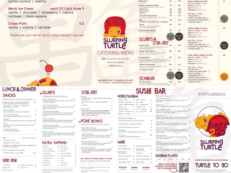 Slurping Turtle Menu