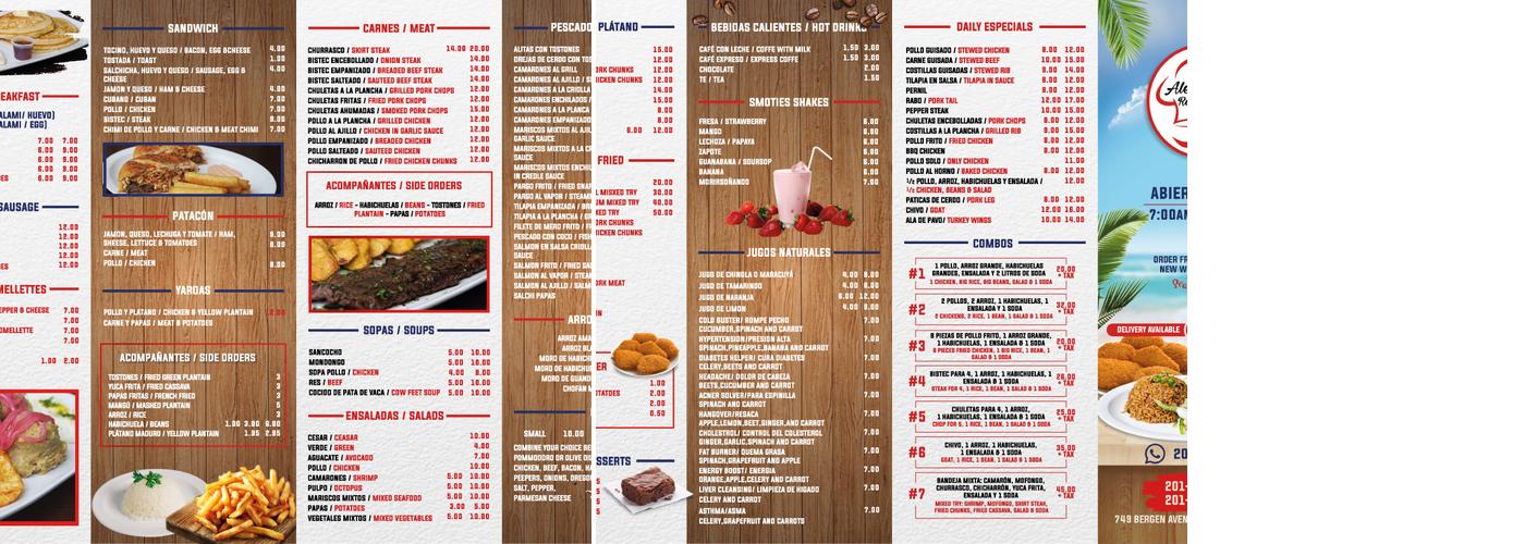 Alex Sazón Restaurant Menu