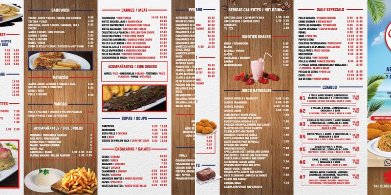 Alex Sazón Restaurant Menu