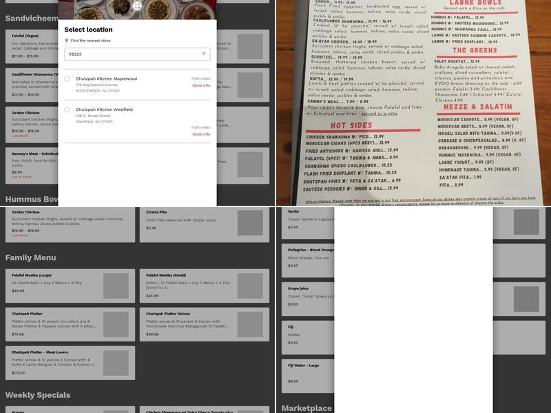 Chutzpah Kitchen Menu