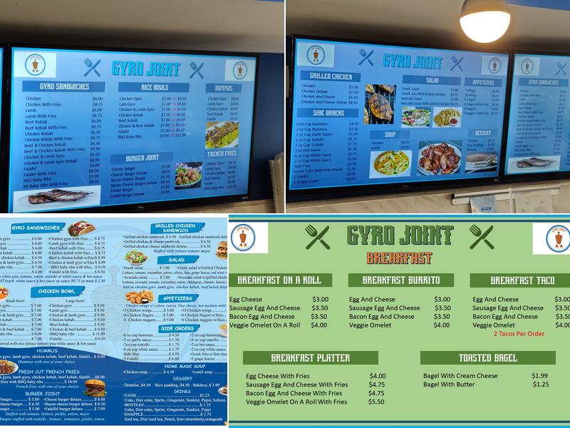 Gyro Joint N.J Menu