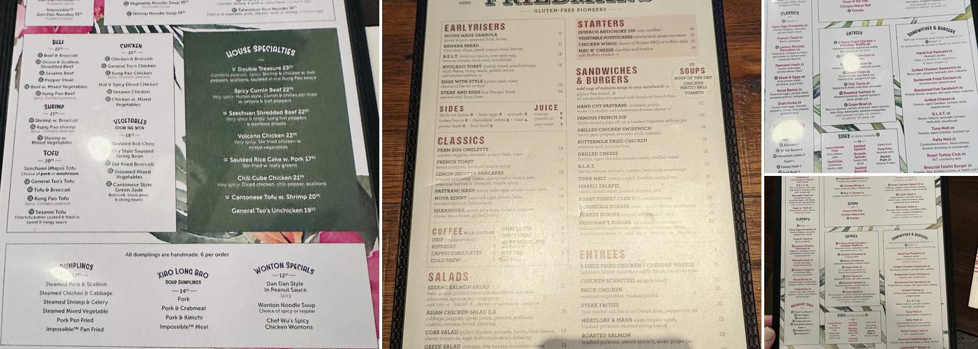 Friedman's Menu