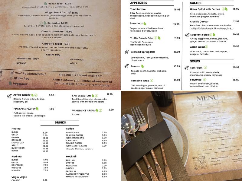 Ginger Restaurant Menu