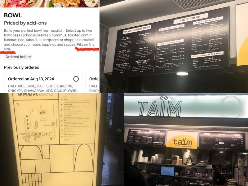 taim mediterranean kitchen Menu