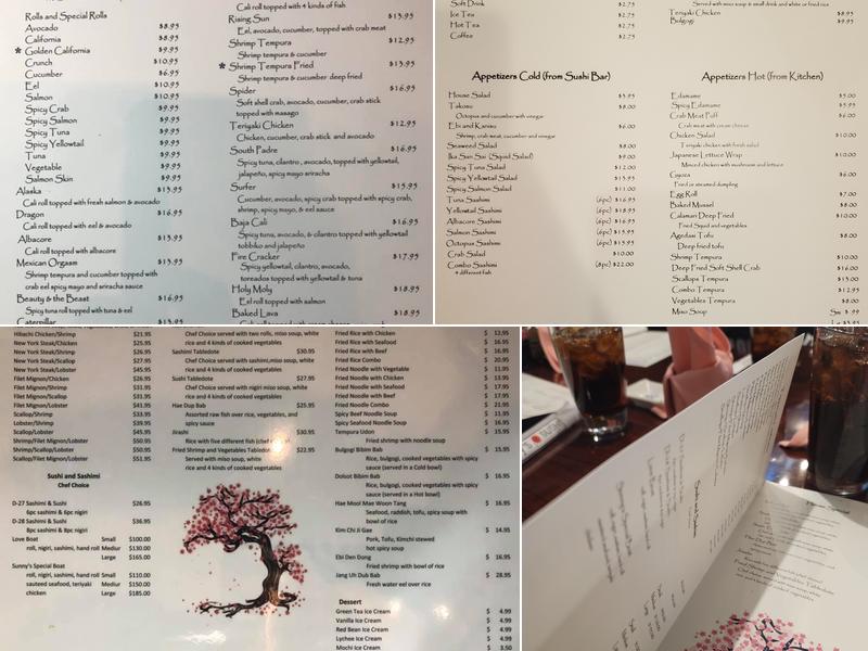 Sunny's Sushi Menu