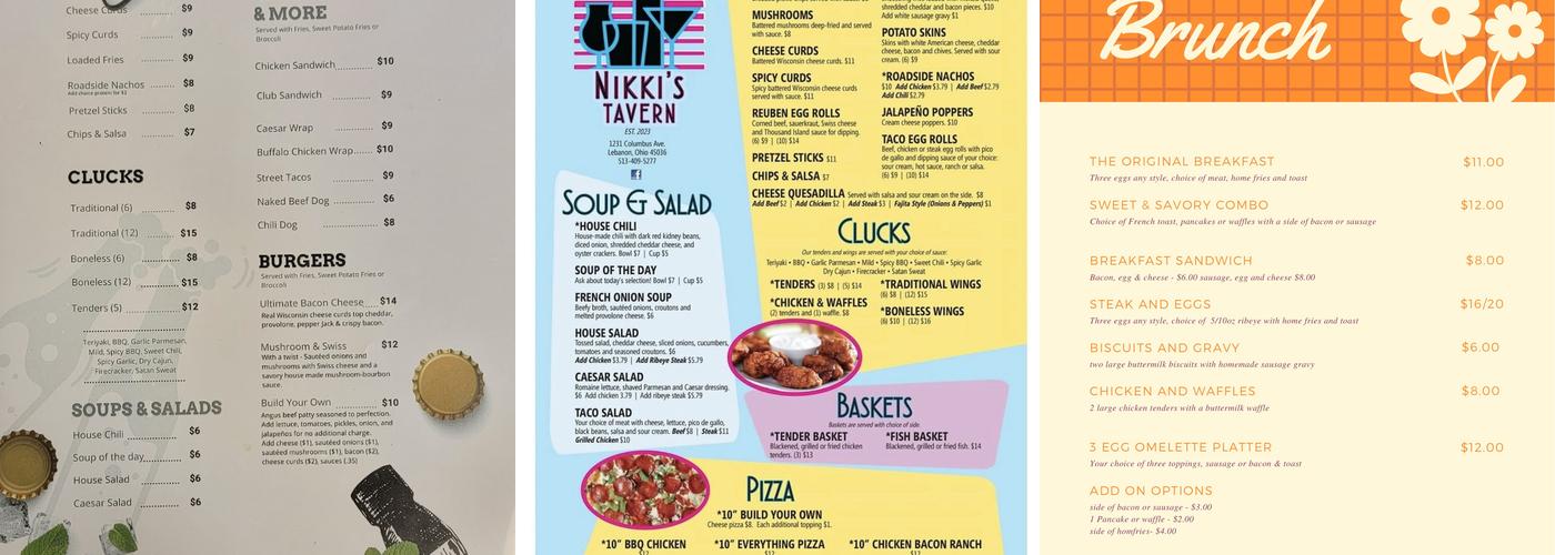 Nikki’s Tavern Menu