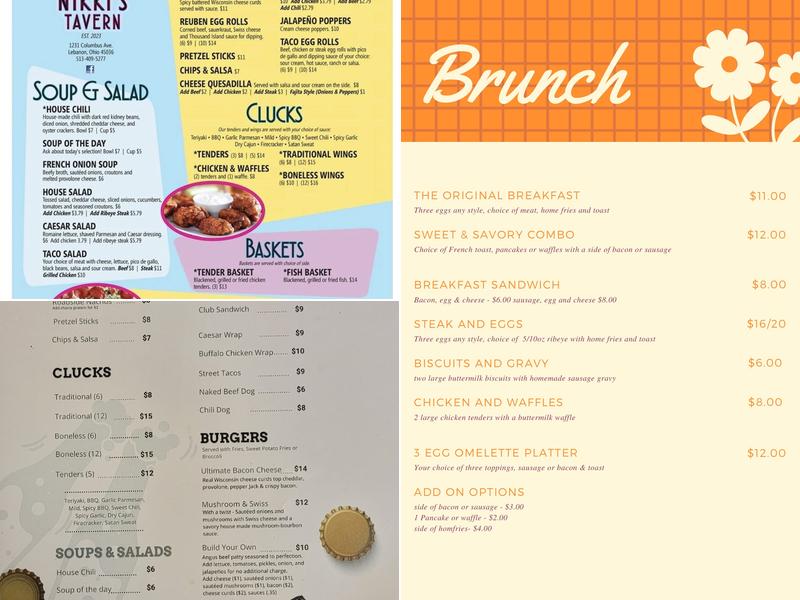 Nikki’s Tavern Menu