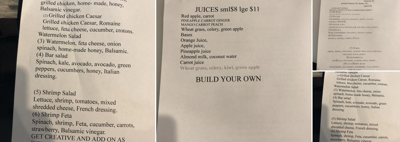 Bar got juice Menu