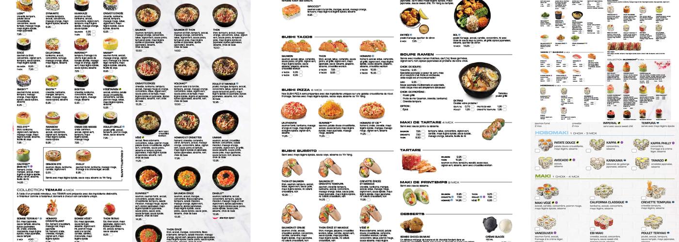 Sushi Shop Menu